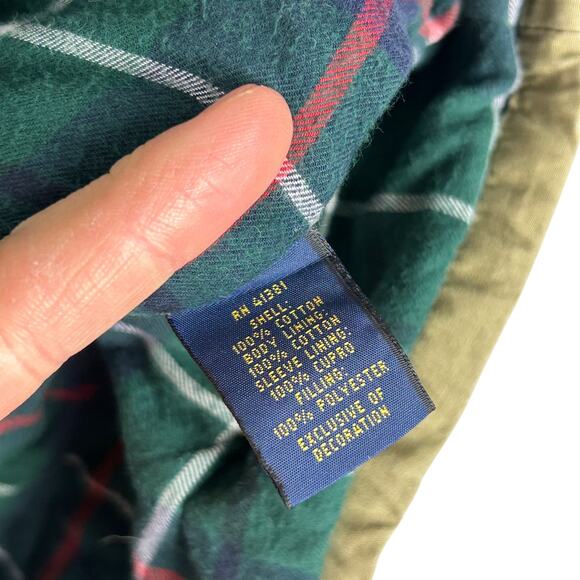 Polo By Ralph Lauren Green Flannel Lined Collared Long Sleeve Full Zip Jacket L - Picture 7 of 7